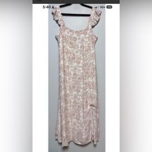 LOFT Pink and Cream Paisley Midi Dress Women’s 12 Spring Neutrals